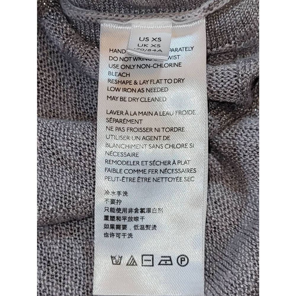 Anthropology Women's Short Dolman Sleeves Oversized Knit Silver Sweater Size XS - Picture 10 of 11